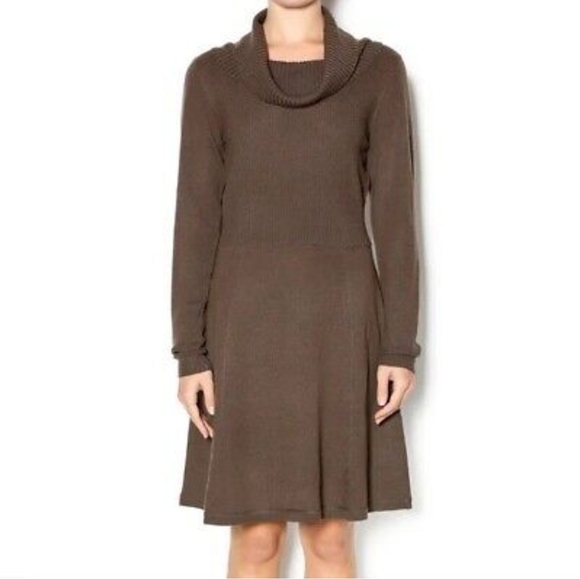 Charlie Paige Dresses & Skirts - Charlie Paige LXL Cowl Neck Sweater Dress in Mocha AE-1611